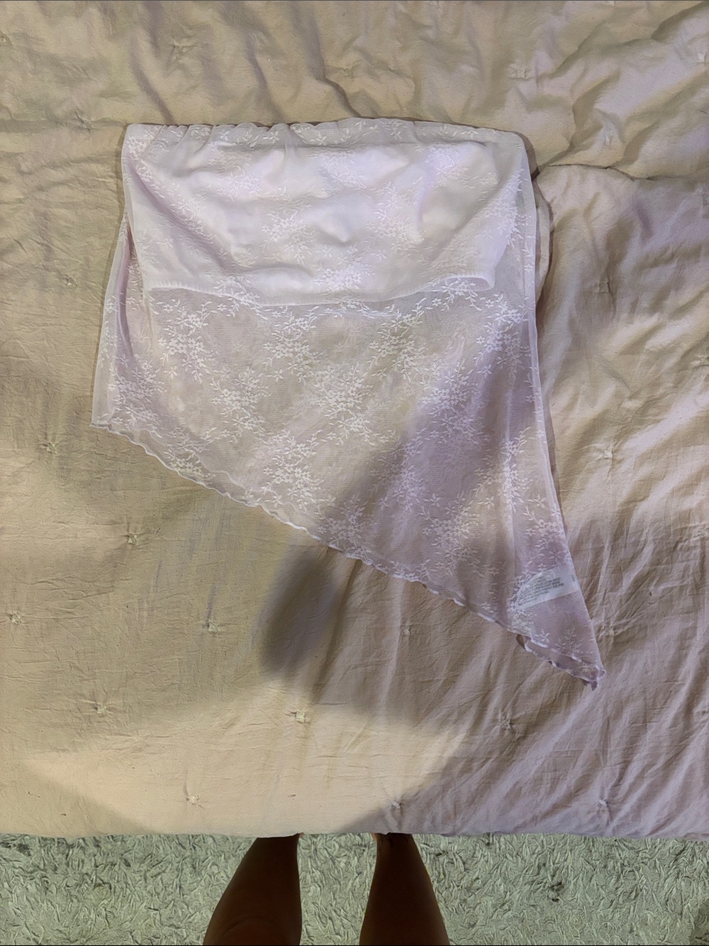 wild fable Lace-Trim Sheer Top in Light Pink